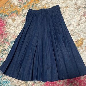 Chic Navy A-Line Pleated Skirt